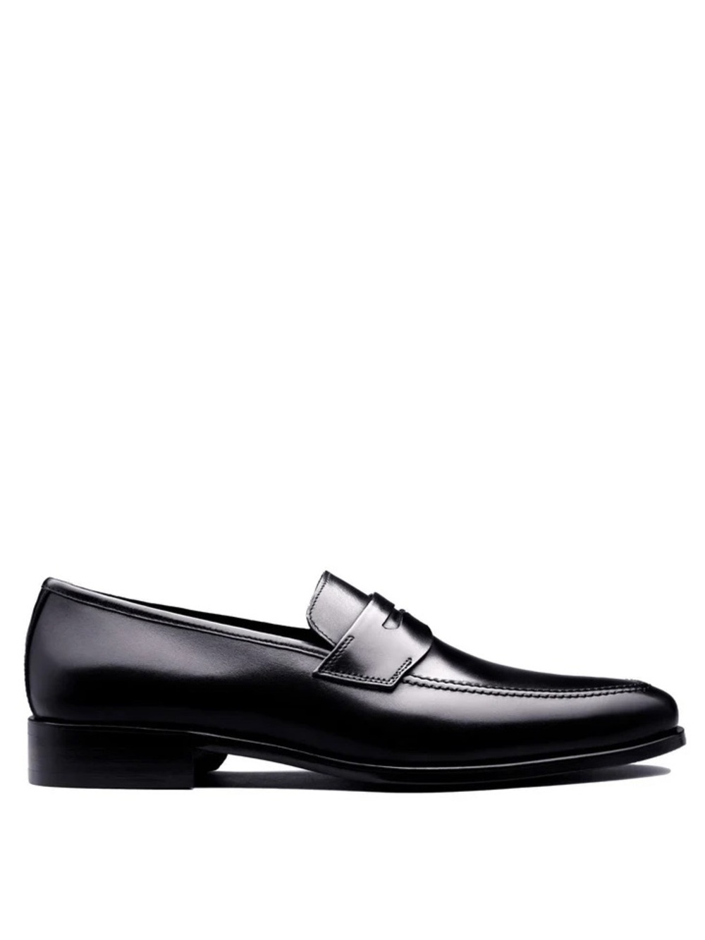 Finsbury Men's Luton Black Leather Slip-On Penny Loafers